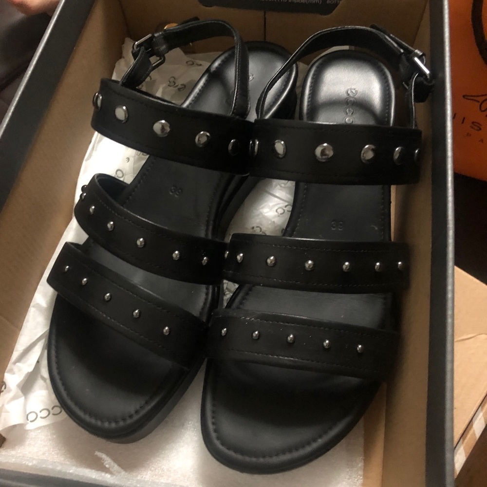 Ecco Black studded sandals
